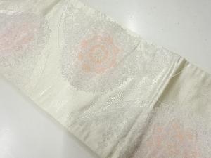 アンティーク　華紋に花古典柄模様織出し袋帯（着用可）